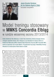 Model treningu stosowany w MMKS Concordia Elbląg w rundzie wiosennej sezonu 2013/2014